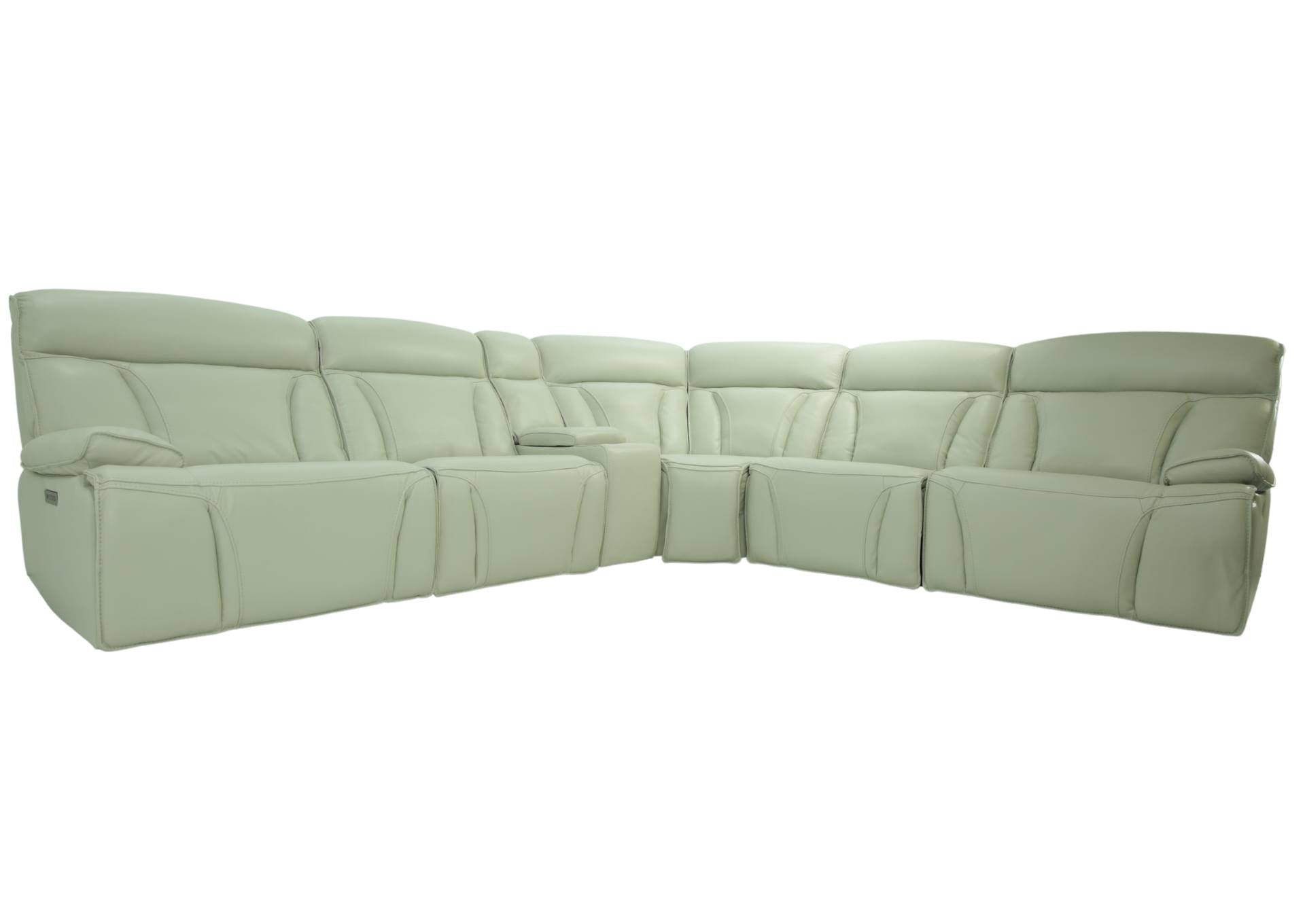 Benelli Leather 6 Piece Power Zero G Sectional - Fog