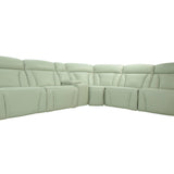 Benelli Leather 6 Piece Power Zero G Sectional - Fog