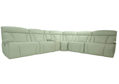 Benelli Leather 6 Piece Power Zero G Sectional - Fog