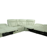 Benelli Leather 6 Piece Power Zero G Sectional - Fog - Additional View 1