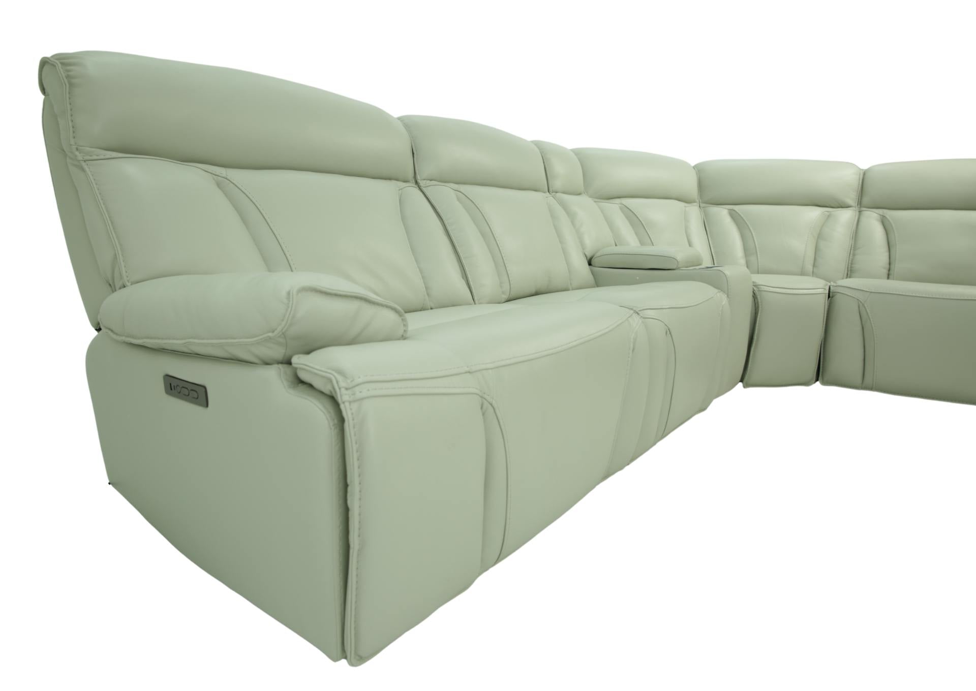 Benelli Leather 6 Piece Power Zero G Sectional - Fog - Additional View 2