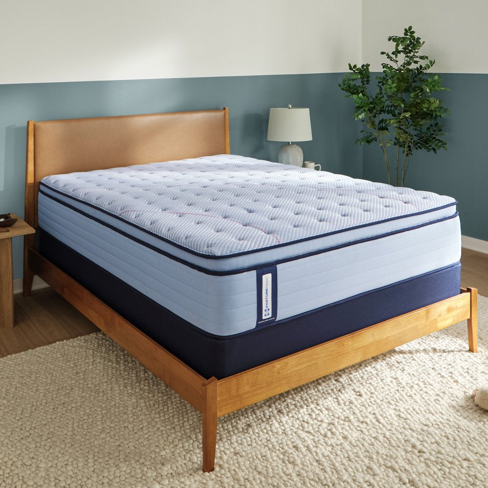 Tempur Sealy - MEDINA II MEDIUM PILLOWTOP TWIN XL MATTRESS - Light Blue|Blue Fabric - Mattresses