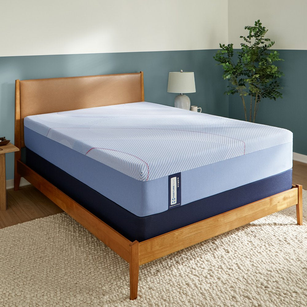 Tempur Sealy - MEDINA II MEDIUM HYBRID TWIN MATTRESS - Light Blue|Blue Fabric - Mattresses