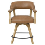 Steve Silver Furniture - RYLIE COUNTER CHAIR - Light Brown Wood|Faux Leather - Chairs