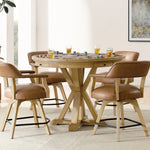 Steve Silver Furniture - RYLIE COUNTER CHAIR - Light Brown Wood|Faux Leather - Chairs - Additional View 2