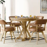 Steve Silver Furniture - RYLIE COUNTER CHAIR - Light Brown Wood|Faux Leather - Chairs - Additional View 2