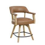 Steve Silver Furniture - RYLIE COUNTER CHAIR - Light Brown Wood|Faux Leather - Chairs - Additional View 4