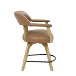 Steve Silver Furniture - RYLIE COUNTER CHAIR - Light Brown Wood|Faux Leather - Chairs - Additional View 5