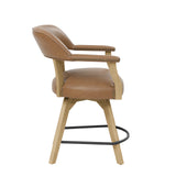 Steve Silver Furniture - RYLIE COUNTER CHAIR - Light Brown Wood|Faux Leather - Chairs - Additional View 5