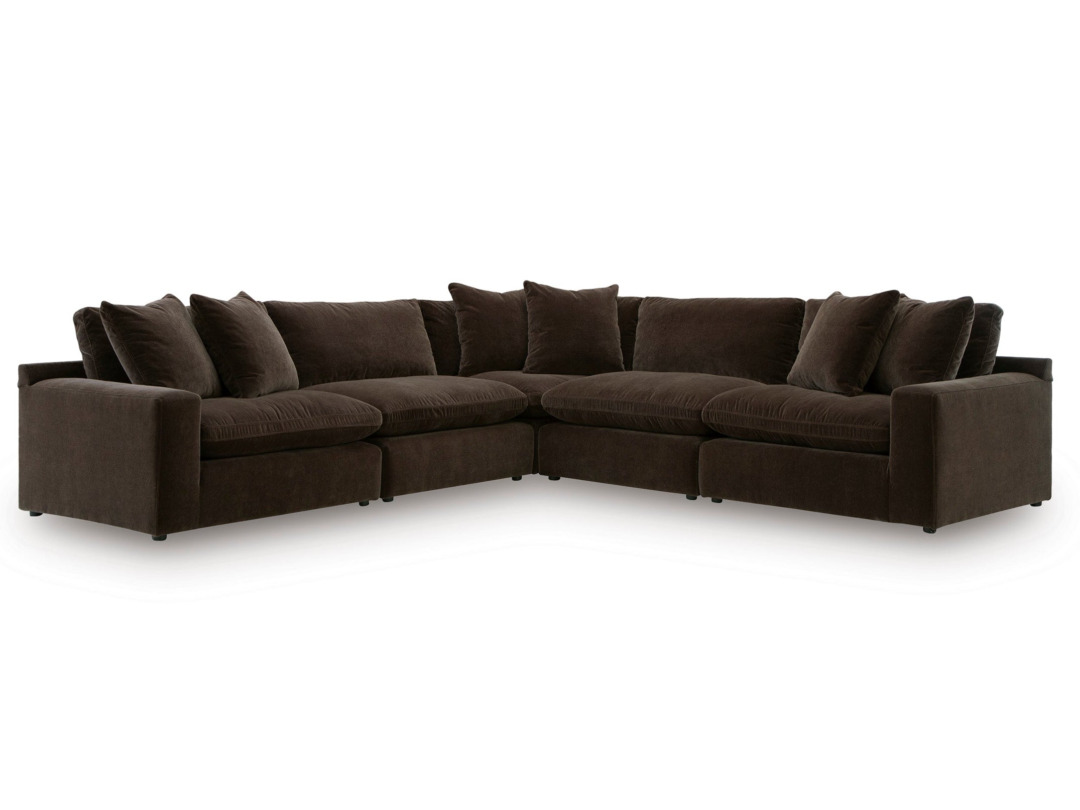 Brown sectional sofa on a white background