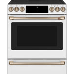 CAFE MATTE WHITE SLIDE-IN ELECTRIC RANGE WITH RADIENT AND CONVECTION - White|Black - Ranges