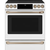 CAFE MATTE WHITE SLIDE-IN ELECTRIC RANGE WITH RADIENT AND CONVECTION - White|Black - Ranges