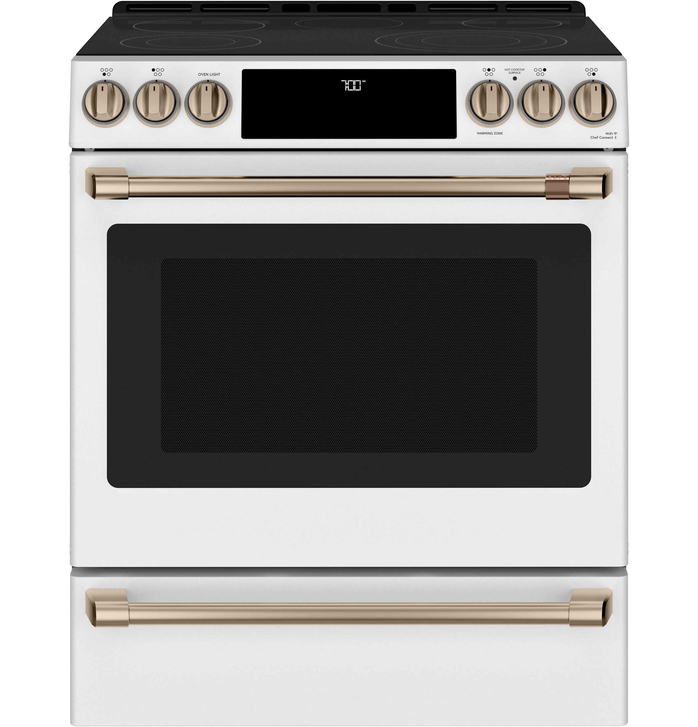 CAFE MATTE WHITE SLIDE-IN ELECTRIC RANGE WITH RADIENT AND CONVECTION - White|Black - Ranges