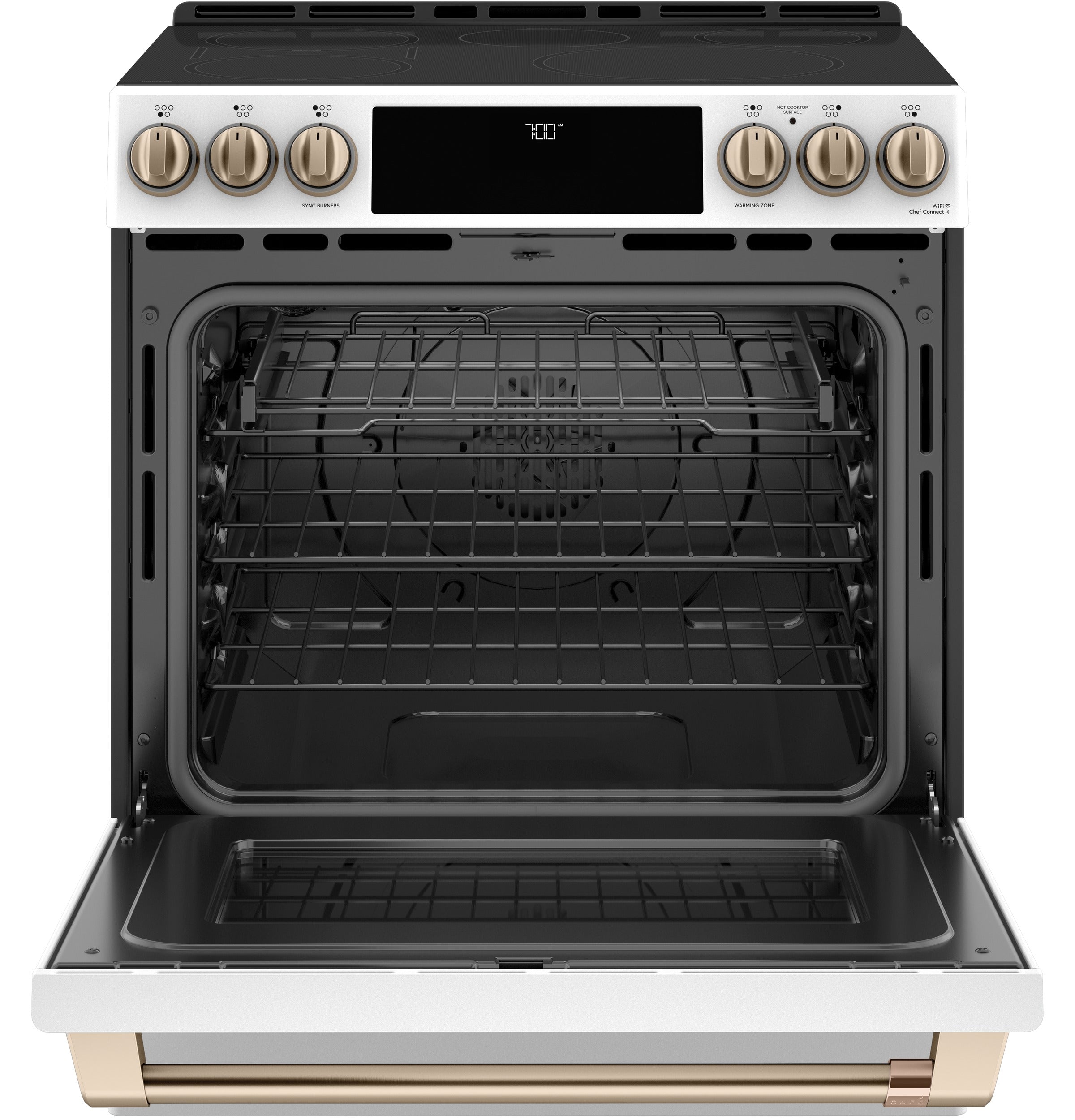 CAFE MATTE WHITE SLIDE-IN ELECTRIC RANGE WITH RADIENT AND CONVECTION - White|Black - Ranges - Additional View 1