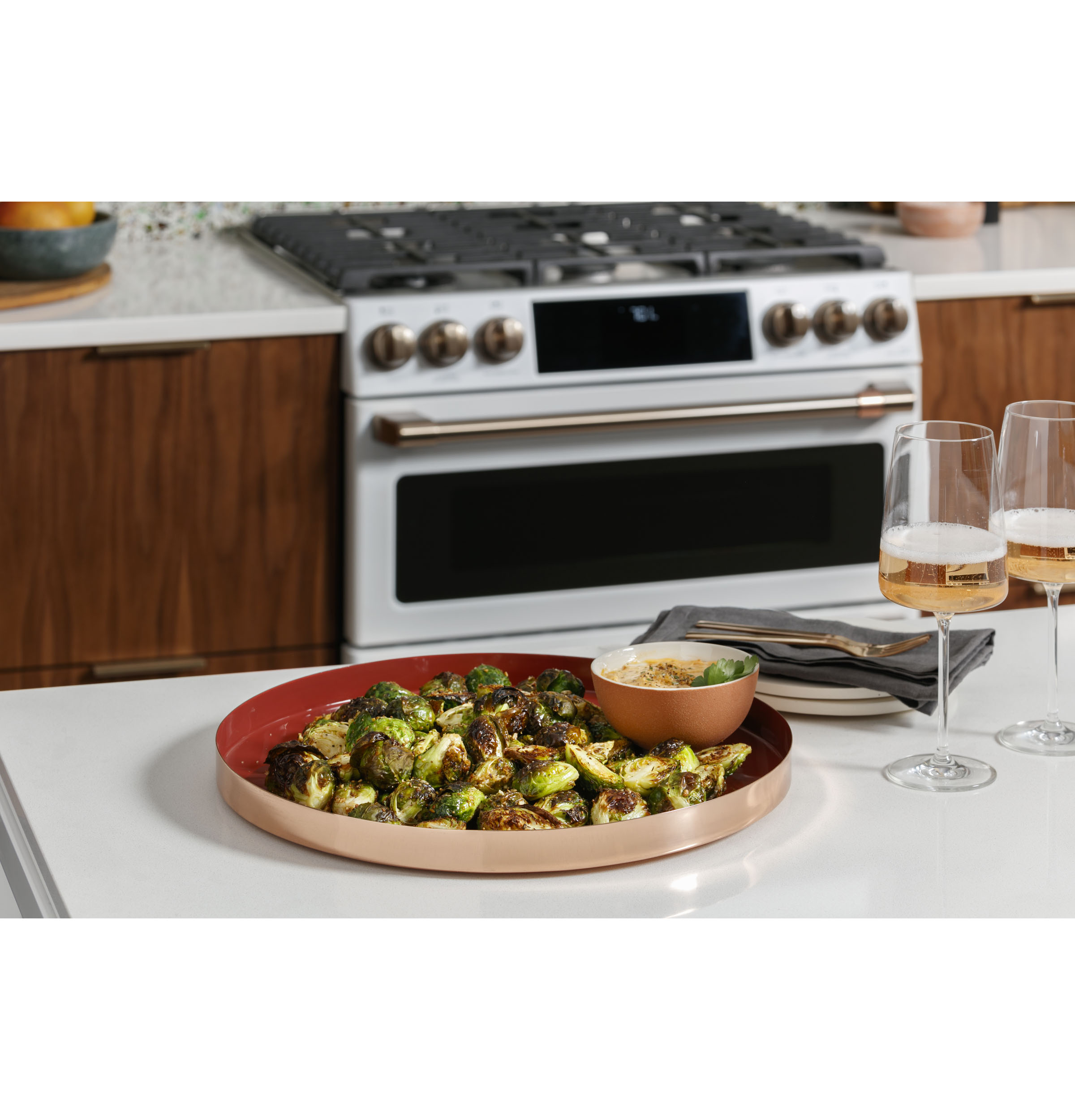 CAFE MATTE WHITE SLIDE-IN ELECTRIC RANGE WITH RADIENT AND CONVECTION - White|Black - Ranges - Additional View 12