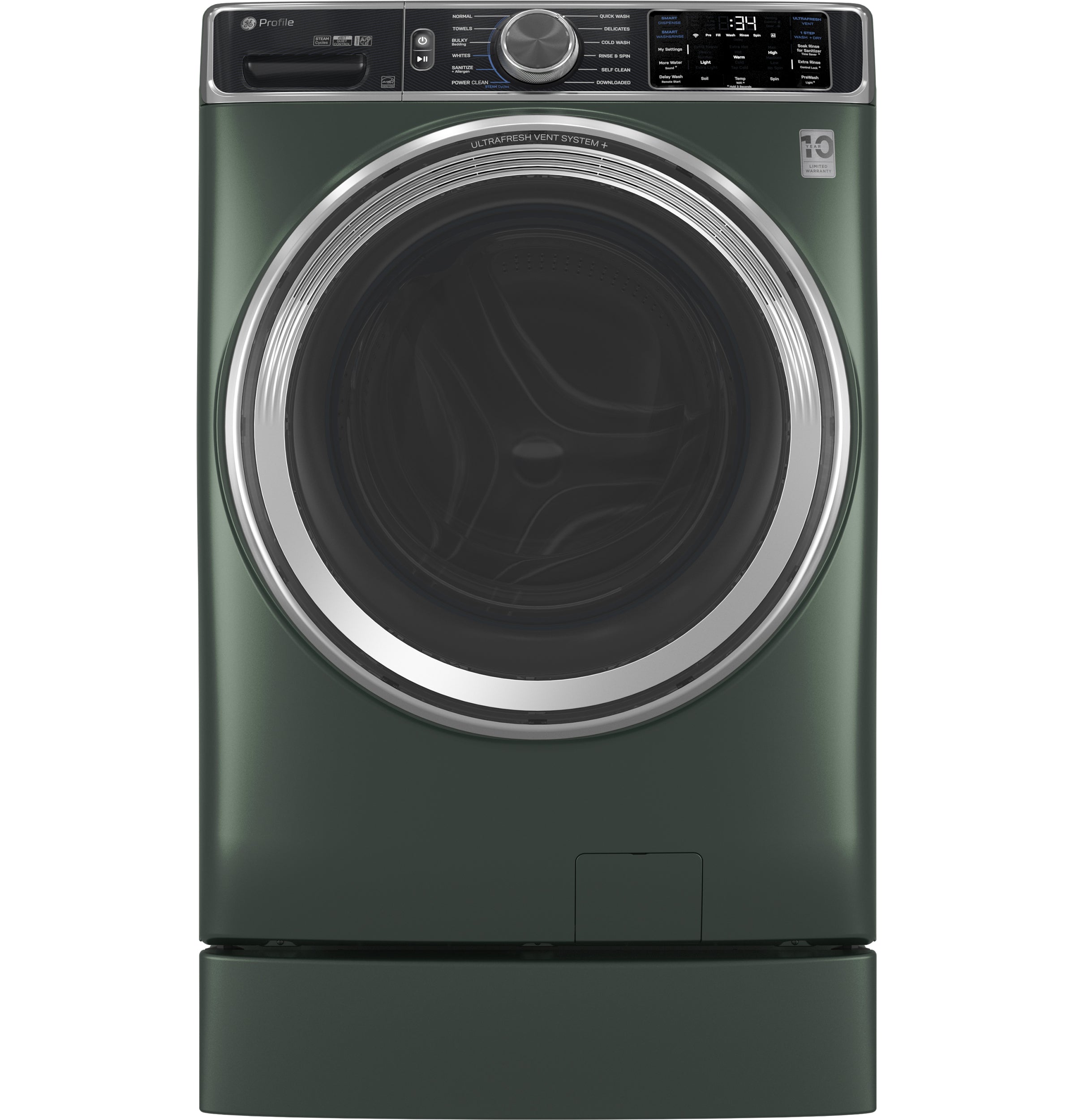 GE JADE GREEN FRONT LOAD 5.5CU SMART WASHER WITH STEAM - Dark Green - Washers - Additional View 6