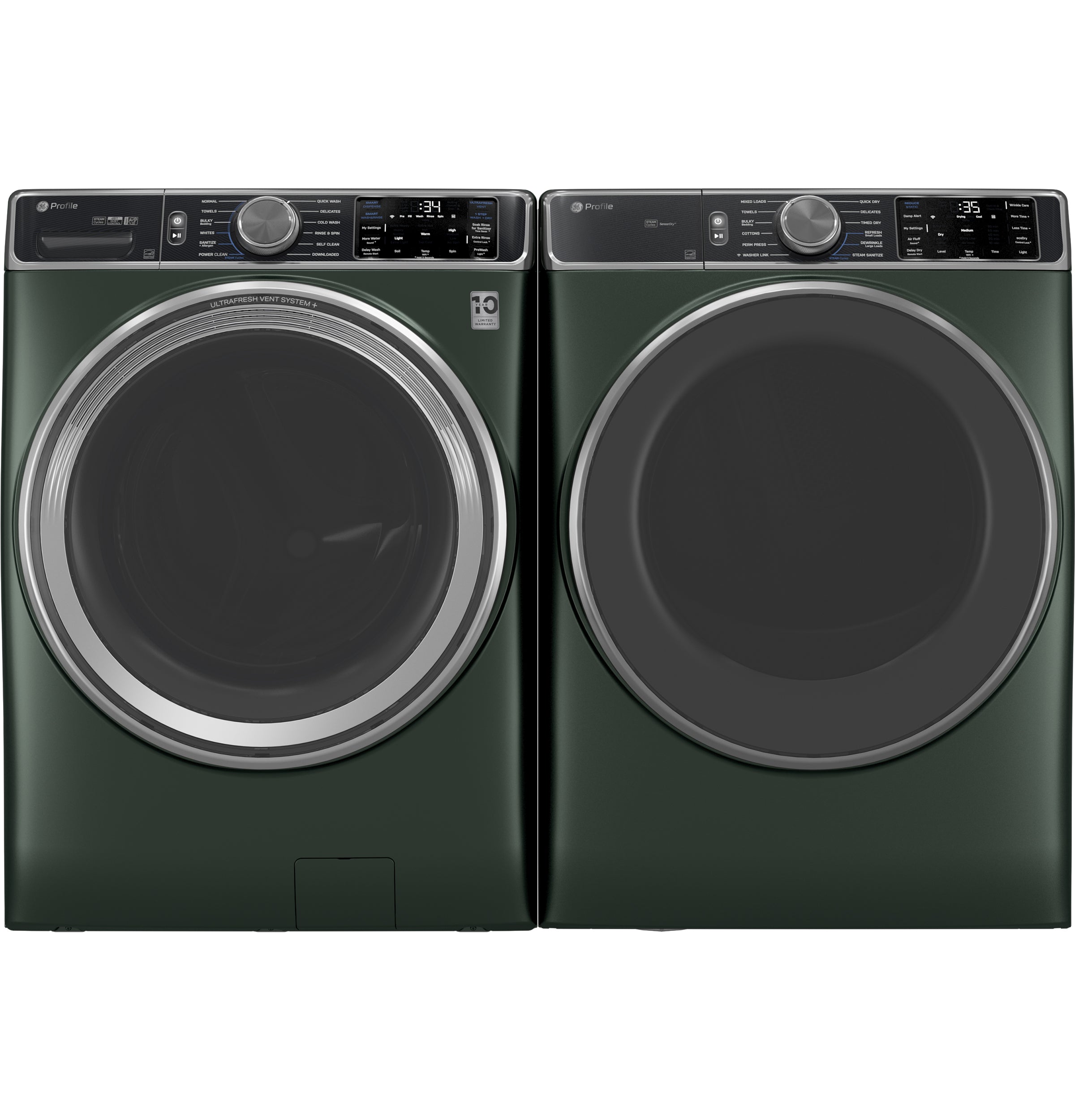 GE JADE GREEN FRONT LOAD 5.5CU SMART WASHER WITH STEAM - Dark Green - Washers - Additional View 7