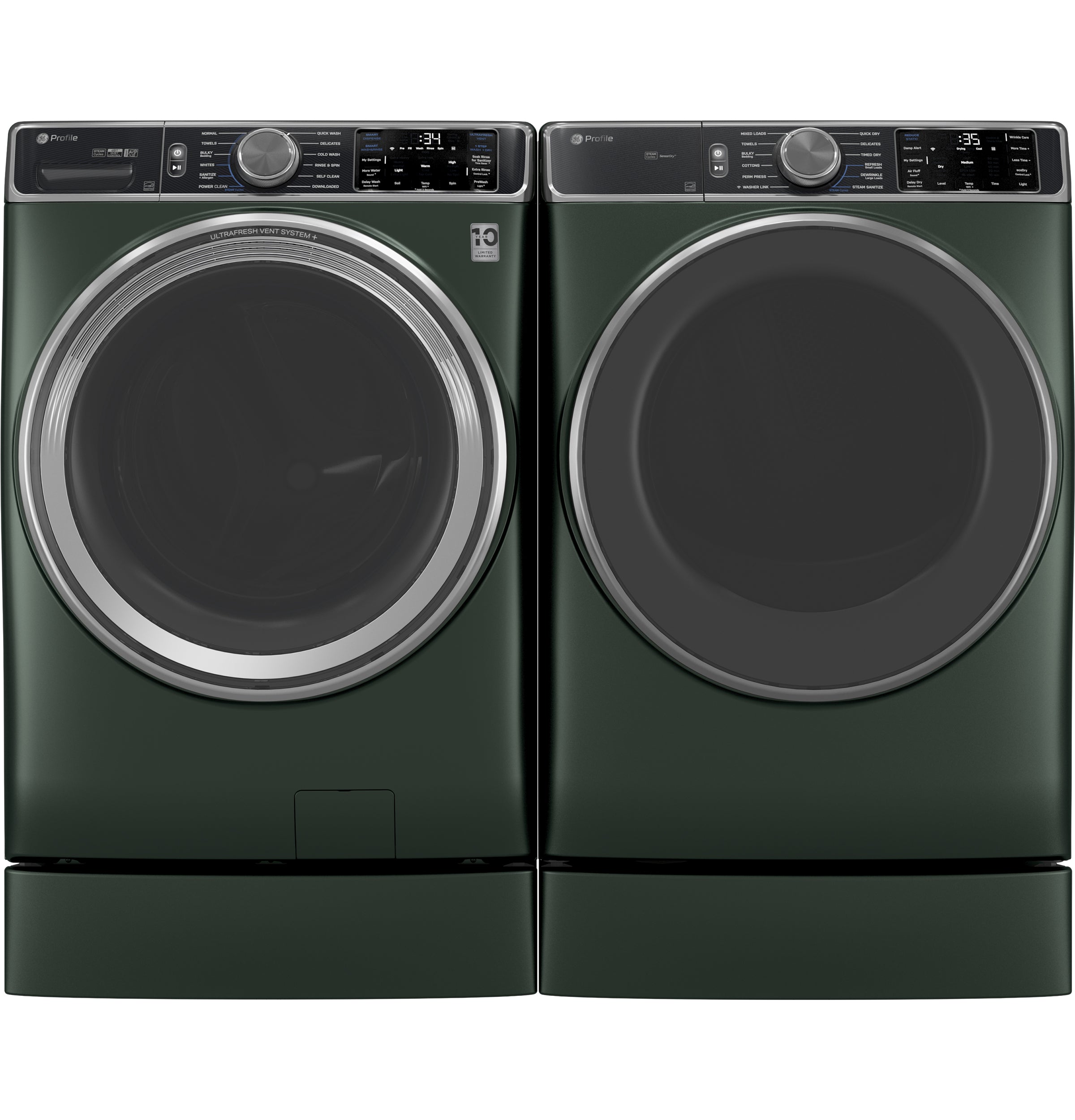 GE JADE GREEN FRONT LOAD 5.5CU SMART WASHER WITH STEAM - Dark Green - Washers - Additional View 9