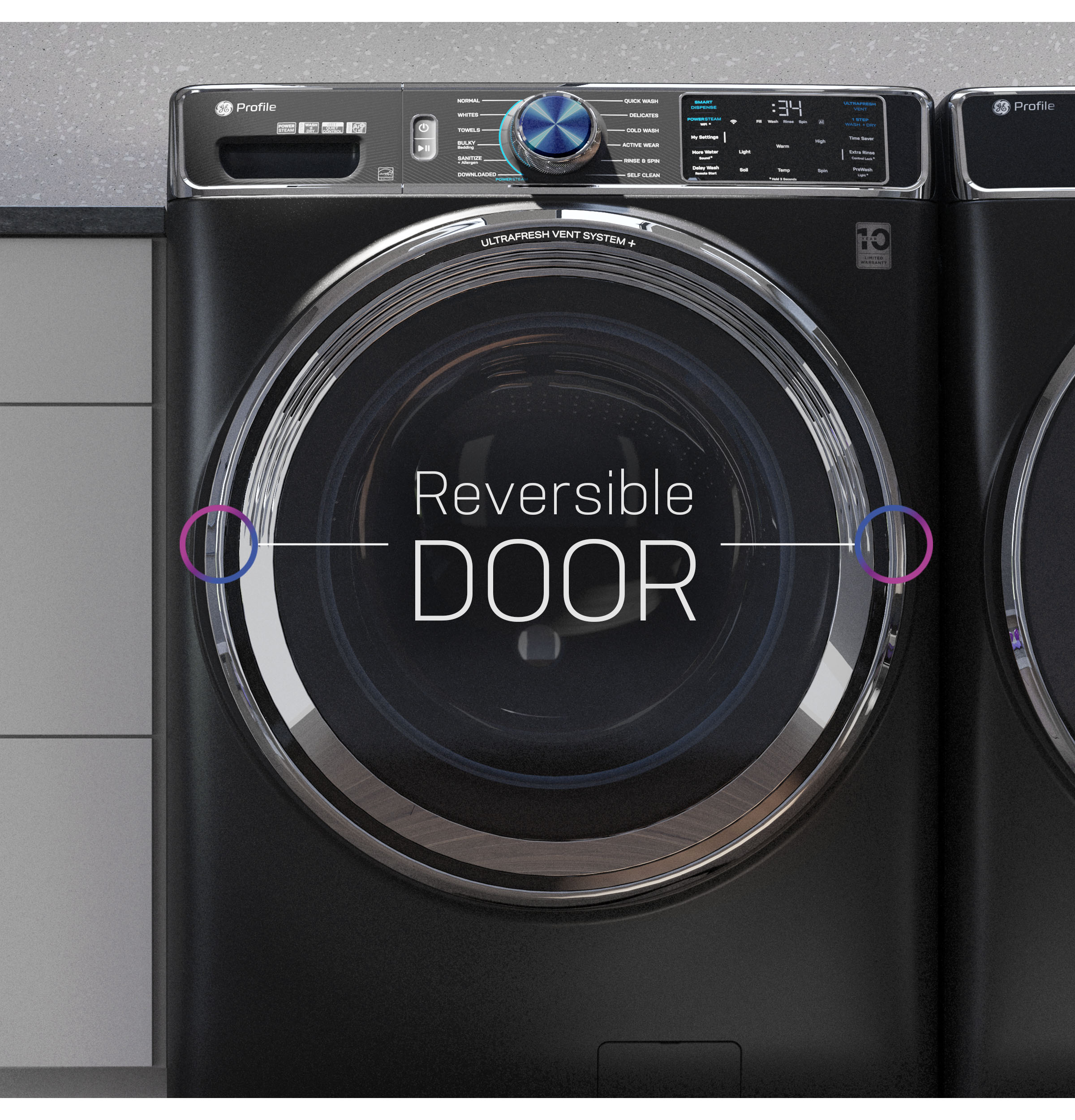 GE JADE GREEN FRONT LOAD 5.5CU SMART WASHER WITH STEAM - Dark Green - Washers - Additional View 15