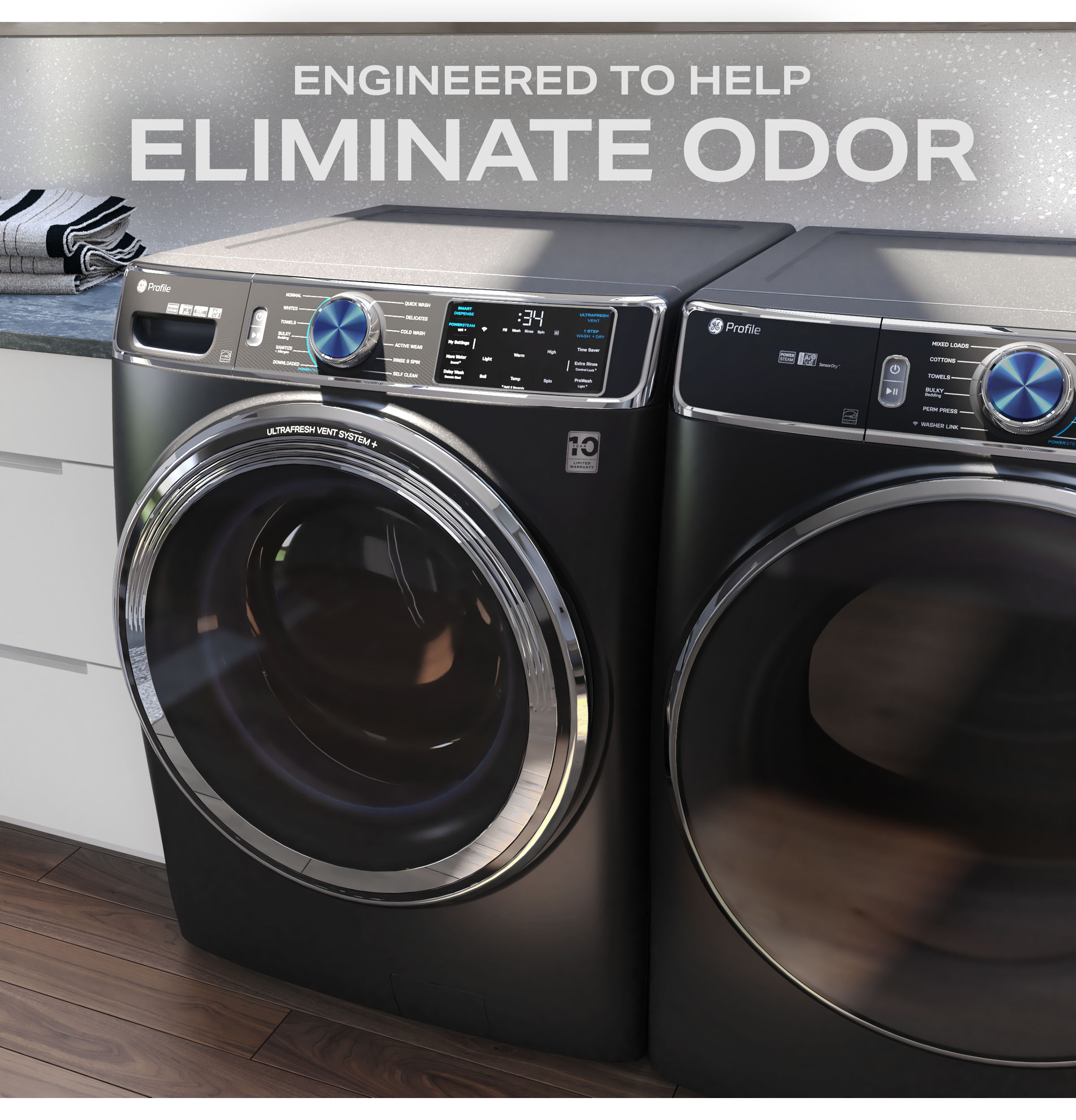 GE JADE GREEN FRONT LOAD 5.5CU SMART WASHER WITH STEAM - Dark Green - Washers - Additional View 18
