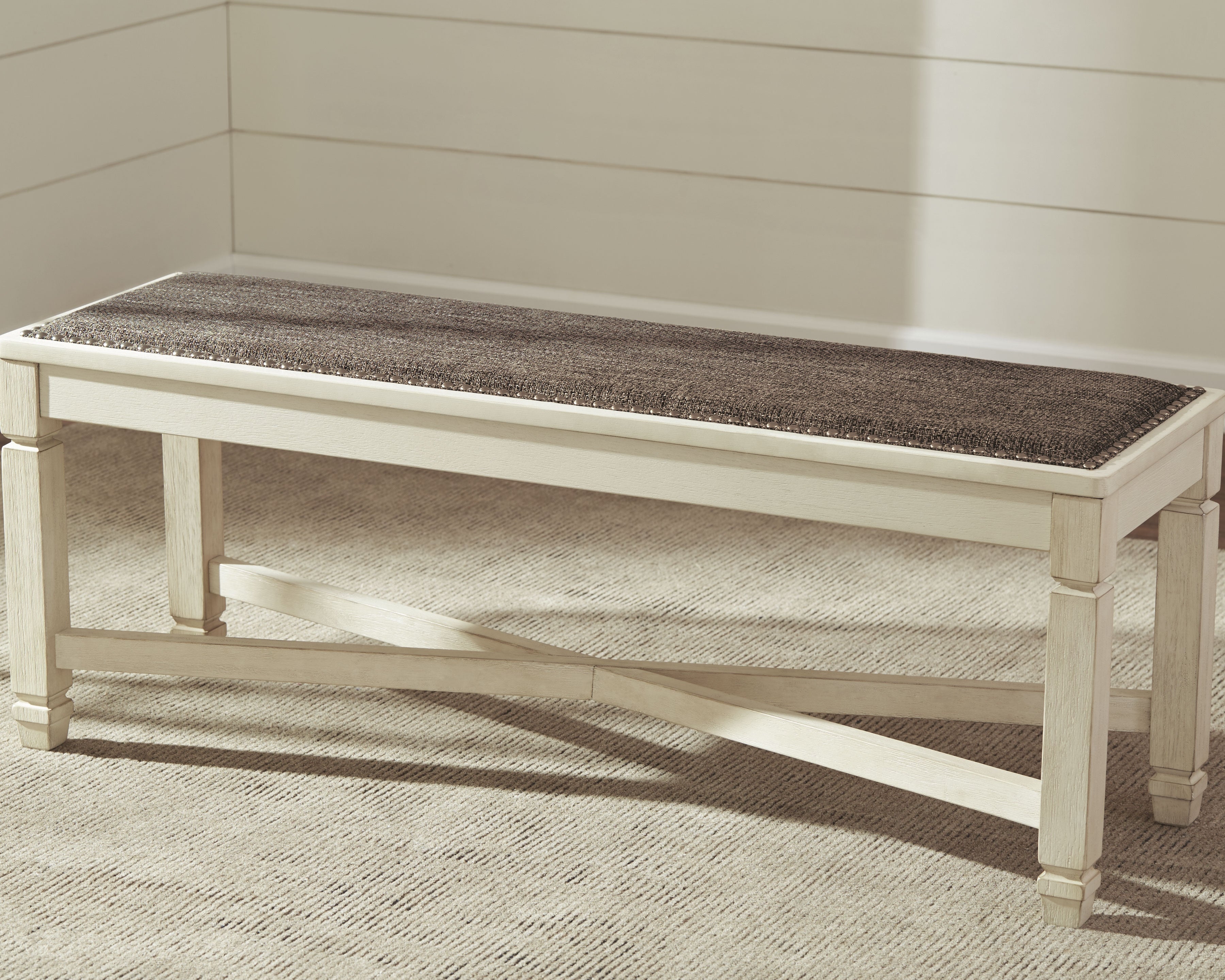 Ashley Furniture - Bolanburg Dining Room Bench - Beige Fabric|Wood - Benches - Additional View 1