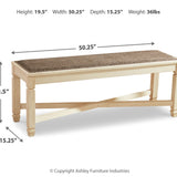 Ashley Furniture - Bolanburg Dining Room Bench - Beige Fabric|Wood - Benches - Additional View 3