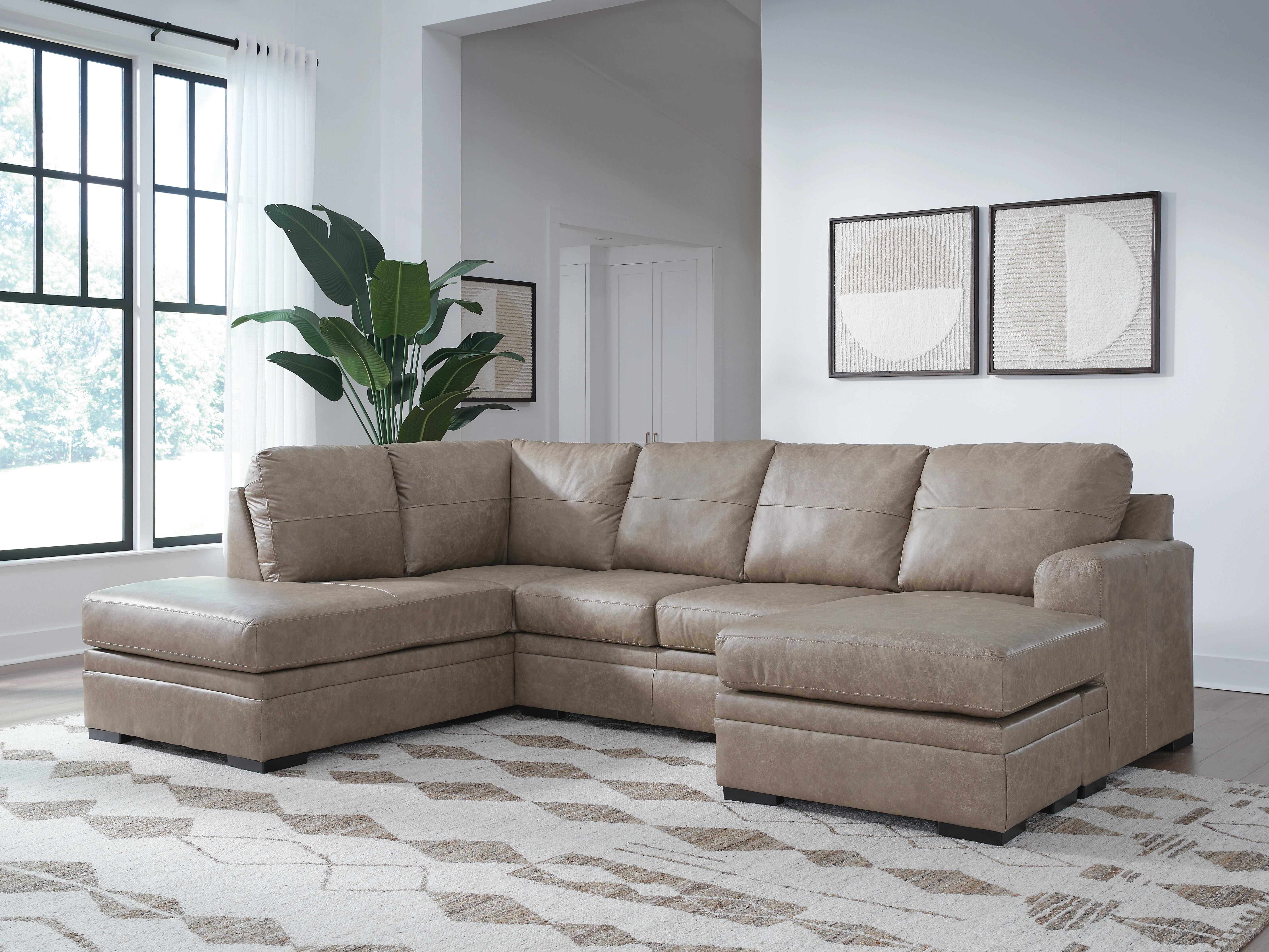 Ashley Furniture - Amuleto Desert Sectional - Beige Leather Match - Sectionals - Additional View 1