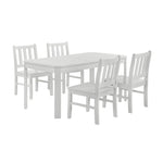 Elements International - KIDS 5PC TABLE AND CHAIR SET - White Wood - Dining Room Sets