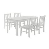 Elements International - KIDS 5PC TABLE AND CHAIR SET - White Wood - Dining Room Sets