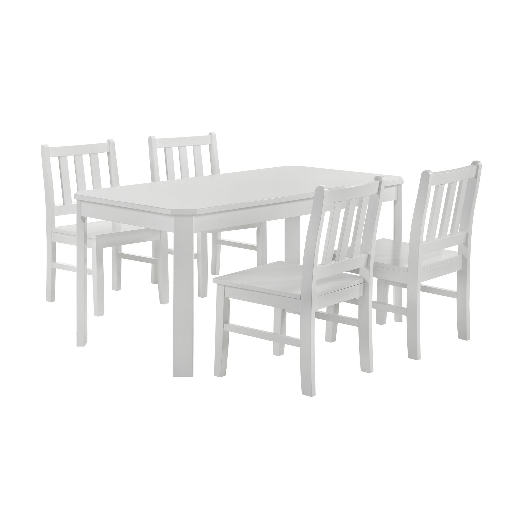 Elements International - KIDS 5PC TABLE AND CHAIR SET - White Wood - Dining Room Sets