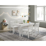 Elements International - KIDS 5PC TABLE AND CHAIR SET - White Wood - Dining Room Sets - Additional View 5