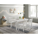 Elements International - KIDS 5PC TABLE AND CHAIR SET - White Wood - Dining Room Sets - Additional View 5