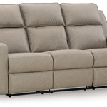Ashley Furniture - Lavenhorne Reclining Sofa With Drop Down Table - Pebble - Pearl Silver Faux Leather - Sofas - Additional View 2