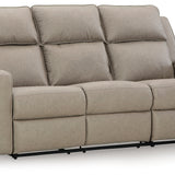 Ashley Furniture - Lavenhorne Reclining Sofa With Drop Down Table - Pebble - Pearl Silver Faux Leather - Sofas - Additional View 2