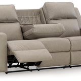 Ashley Furniture - Lavenhorne Reclining Sofa With Drop Down Table - Pebble - Pearl Silver Faux Leather - Sofas - Additional View 3
