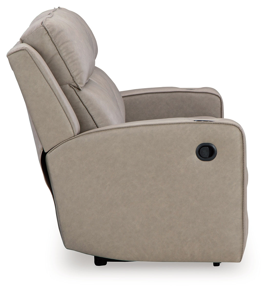 Ashley Furniture - Lavenhorne Reclining Sofa With Drop Down Table - Pebble - Pearl Silver Faux Leather - Sofas - Additional View 4