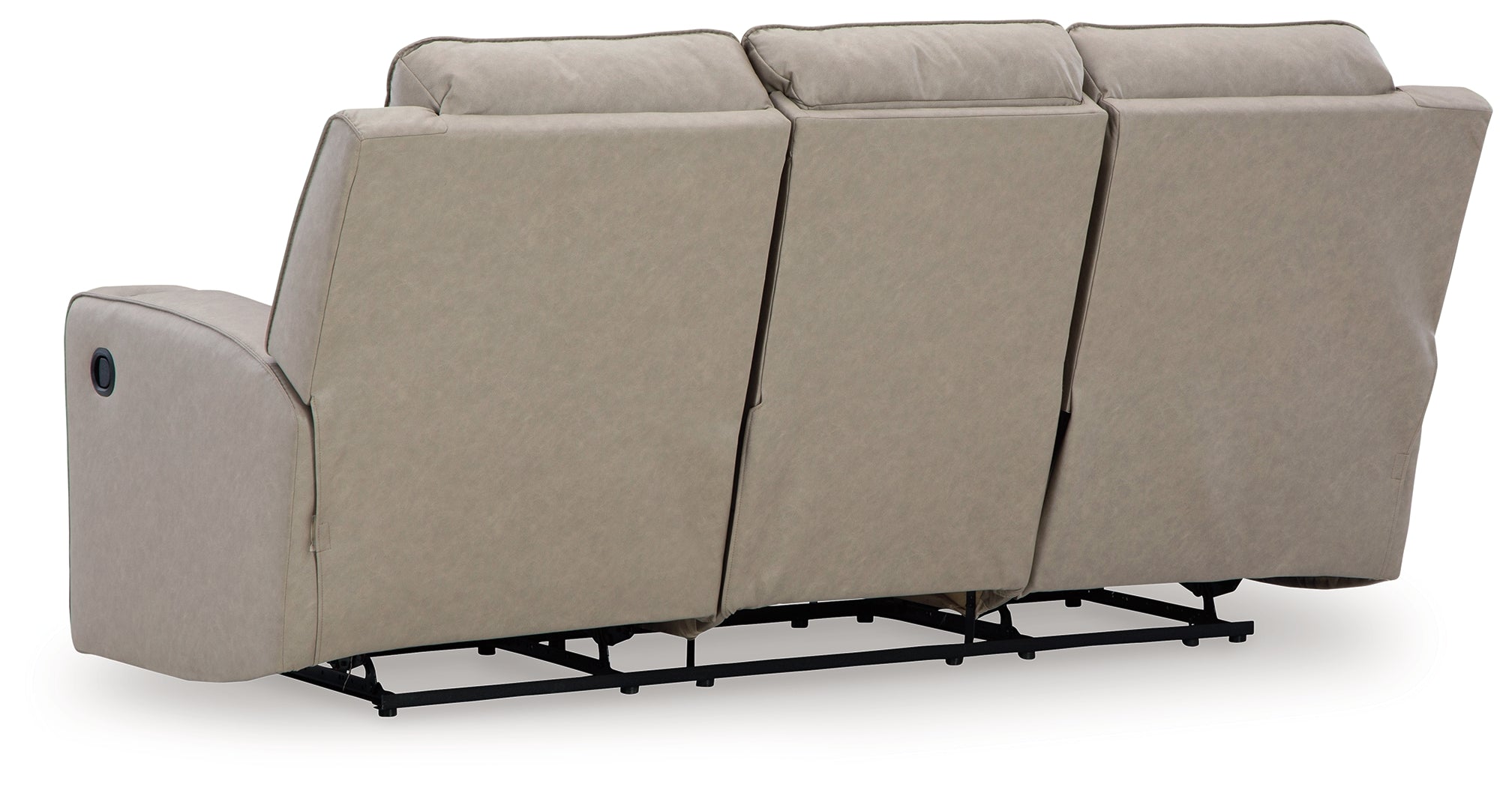 Ashley Furniture - Lavenhorne Reclining Sofa With Drop Down Table - Pebble - Pearl Silver Faux Leather - Sofas - Additional View 5