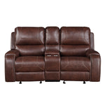 Steve Silver Furniture - Keily Glider Reclining Loveseat With Console - Brown - Dark Brown Faux Leather - Loveseats