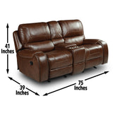 Steve Silver Furniture - Keily Glider Reclining Loveseat With Console - Brown - Dark Brown Faux Leather - Loveseats - Additional View 1