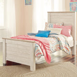 Ashley Furniture - Willowton Twin Panel Bed - Whitewash - Beige Wood - Beds - Additional View 1