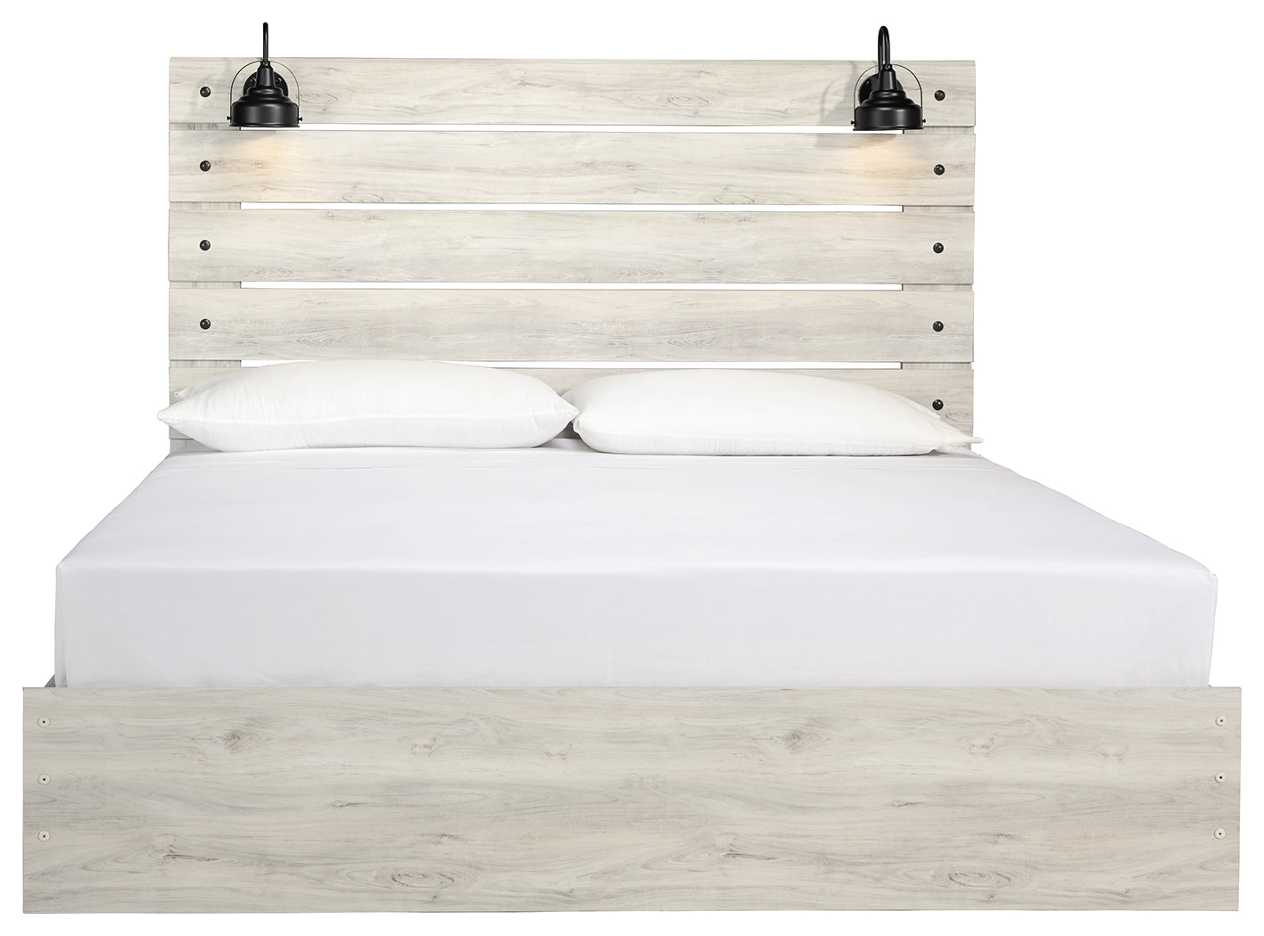 Ashley Furniture - Cambeck King Panel Bed With Lights - White - Beige Wood - Beds - Additional View 3