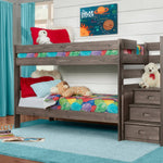 Sawyer Driftwood Twin Over Twin Stairbed With Bunkie Mattresses