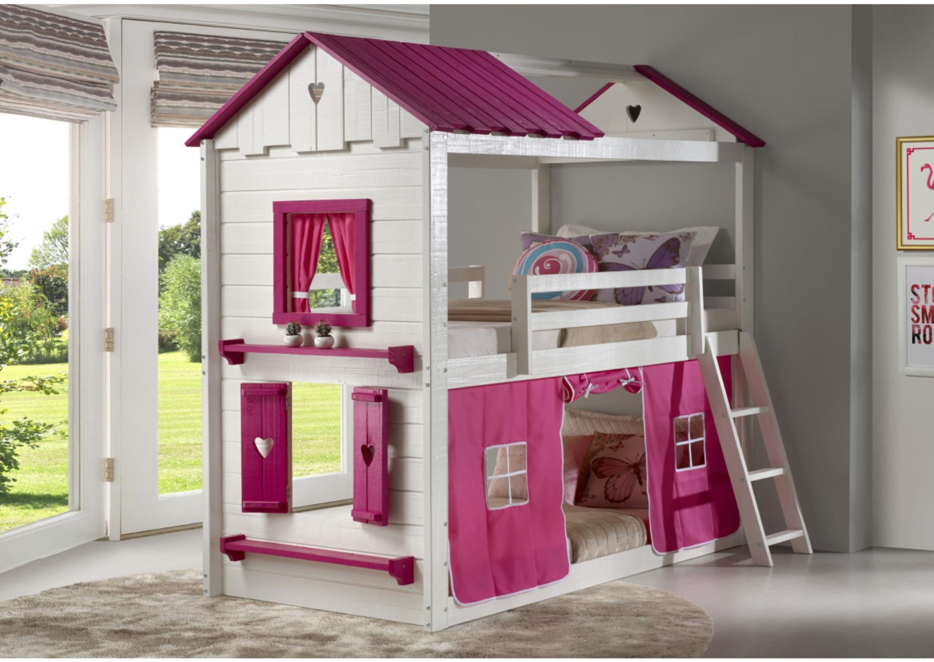 PRINCESS WHITE/PINK TWIN/TWIN BUNKBED
