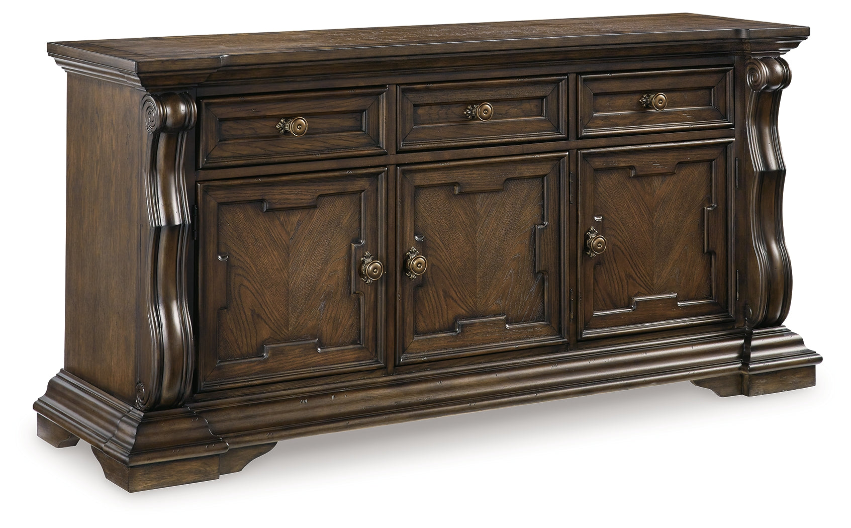Ashley Furniture - Maylee Dining Buffet - Dark Brown Wood - Servers