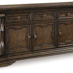 Ashley Furniture - Maylee Dining Buffet - Dark Brown Wood - Servers