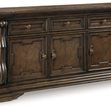 Ashley Furniture - Maylee Dining Buffet - Dark Brown Wood - Servers