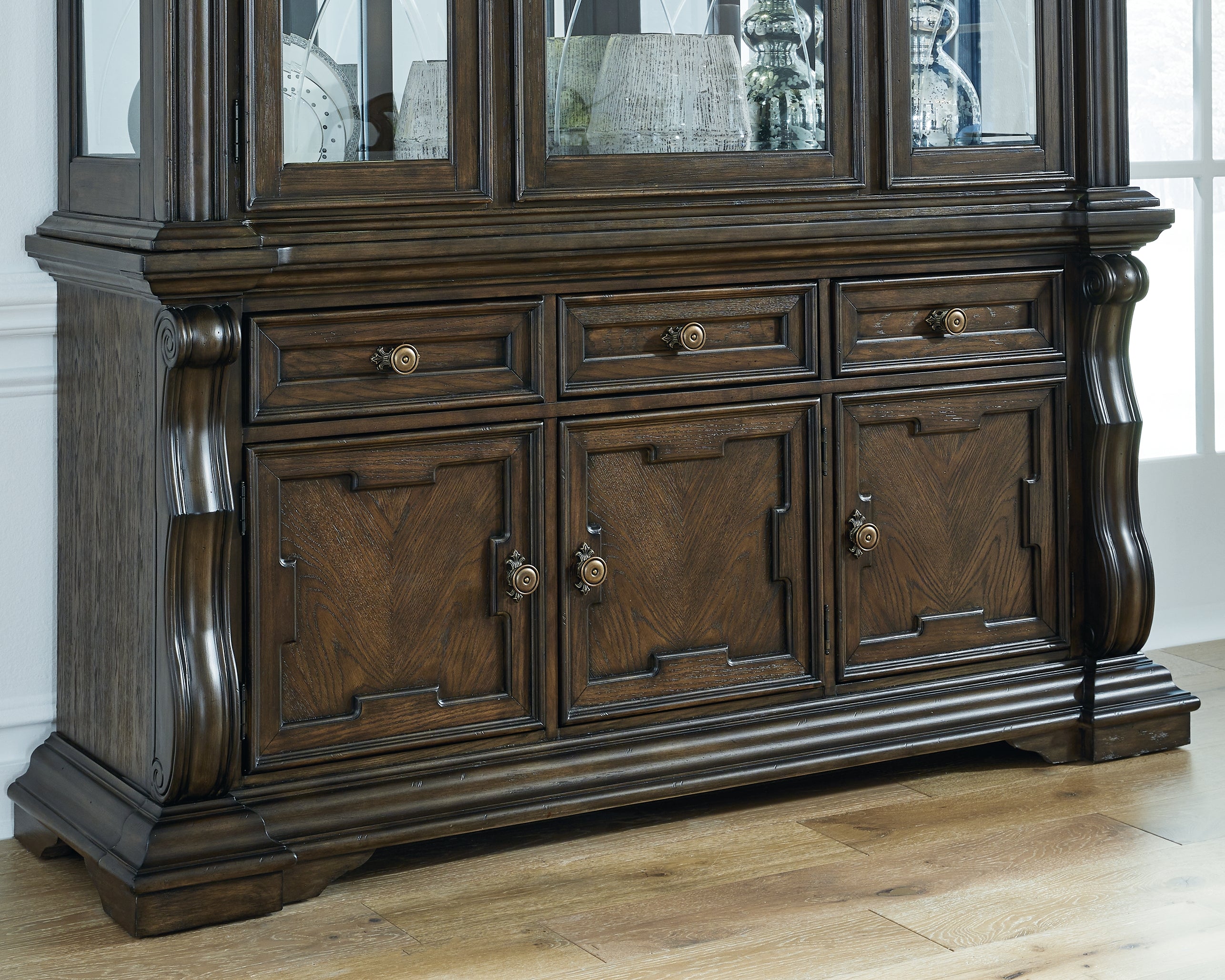 Ashley Furniture - Maylee Dining Buffet - Dark Brown Wood - Servers - Additional View 1