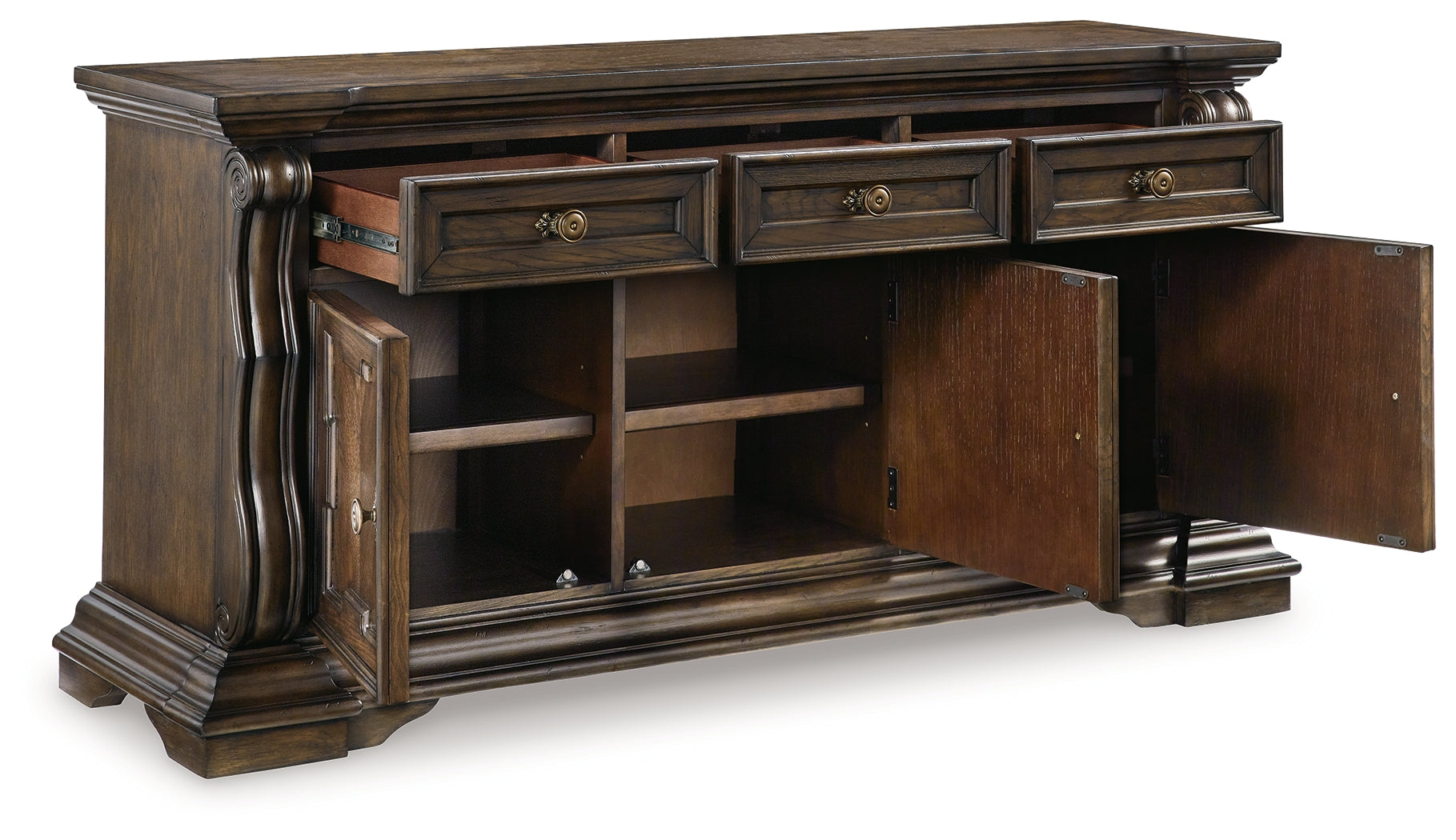 Ashley Furniture - Maylee Dining Buffet - Dark Brown Wood - Servers - Additional View 2