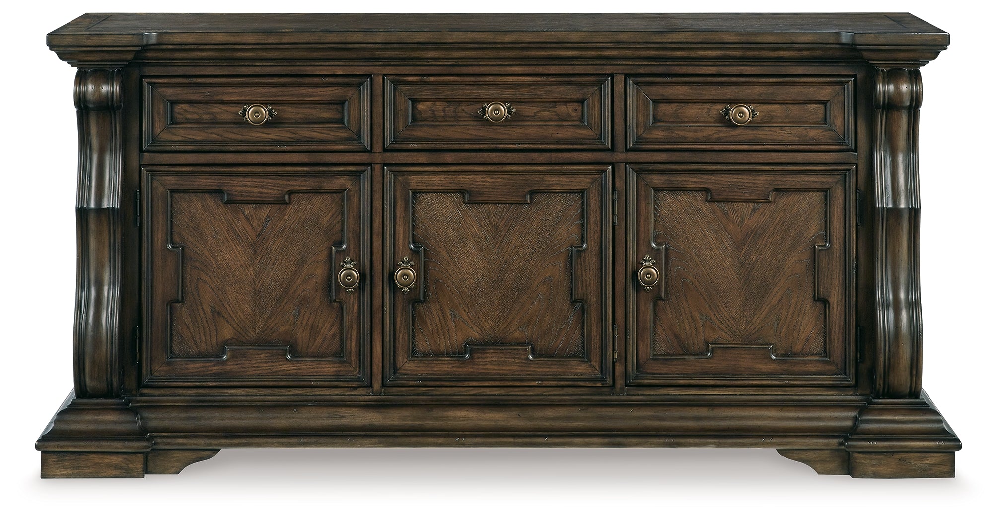 Ashley Furniture - Maylee Dining Buffet - Dark Brown Wood - Servers - Additional View 3