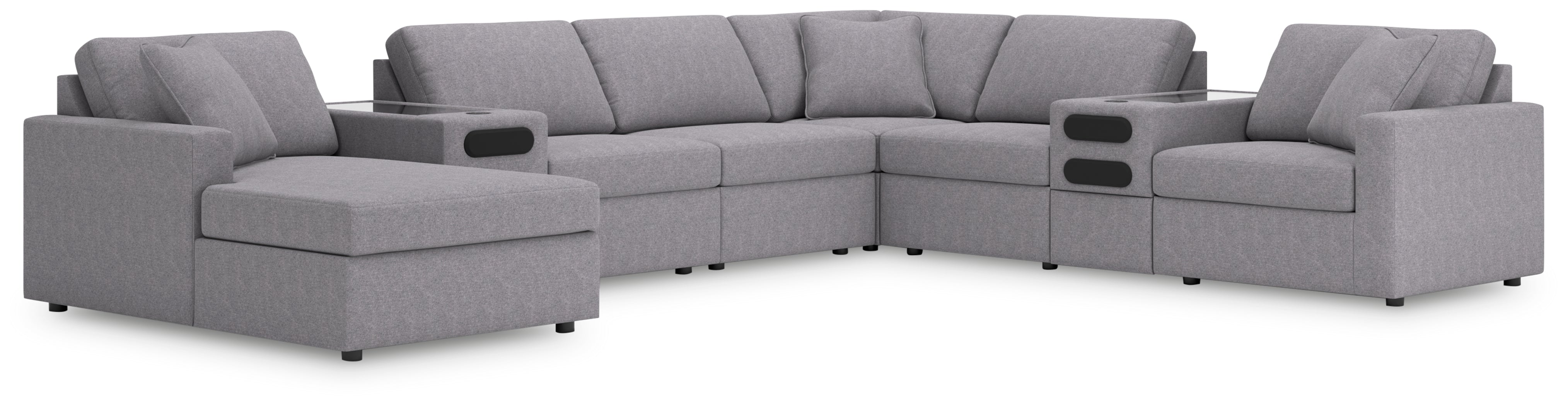 Ashley Furniture - Nexseat Granite 8 Piece Sectional With Audio System - Gray Next-Gen Nuvella - Sectionals